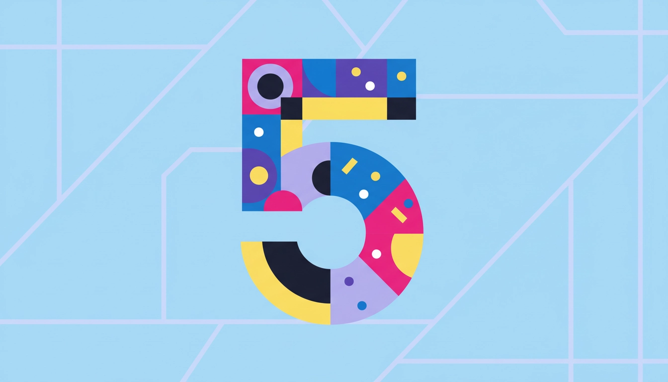 Artistic illustration of the number 5 in abstract style, used in Vox 5 branding.