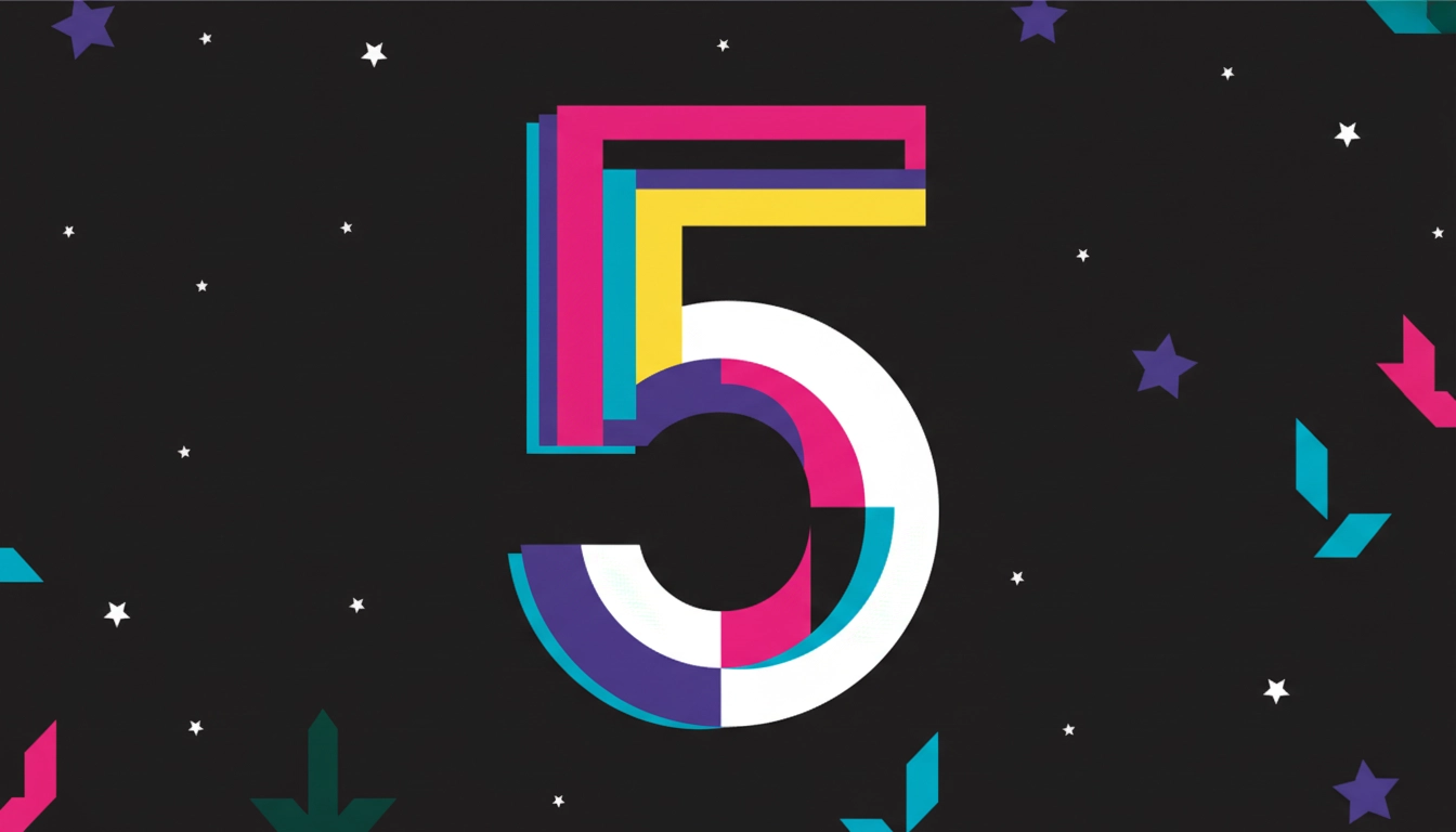 Artistic illustration of the number 5 in abstract style, used in Vox 5 branding.